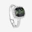 Bague de fiançailles en or blanc 14K avec tourmaline verte de 2,64 carats et diamants