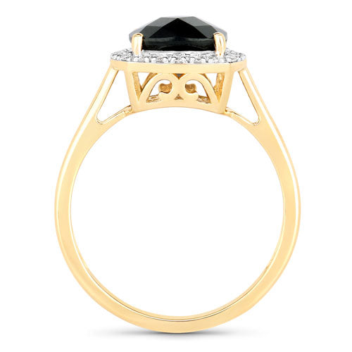 2.64 Carat Green Tourmaline & White Diamond 14K Yellow Gold Ring