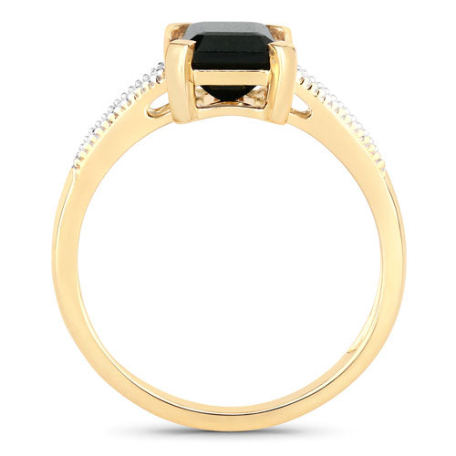 Anillo de 1.91 quilates de turmalina verde y diamante en oro amarillo de 14 quilates