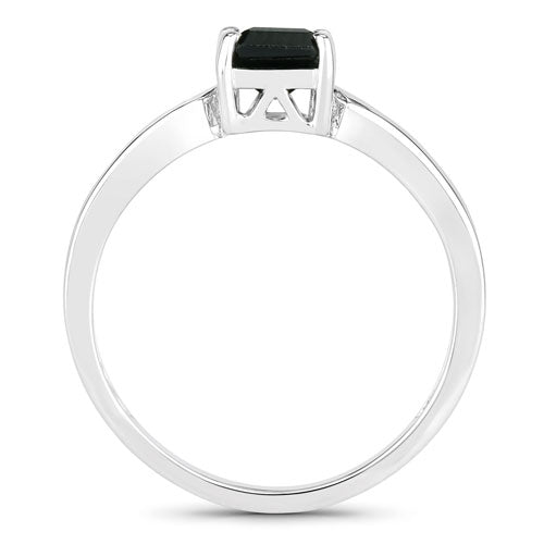 1.19 Carat Green Tourmaline & Diamond 14K White Gold Ring