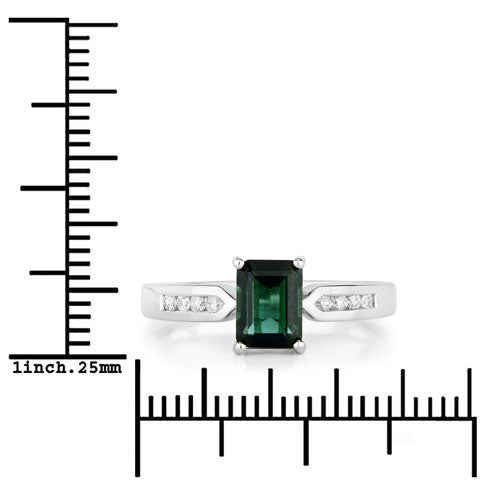1.19 Carat Green Tourmaline & Diamond 14K White Gold Ring