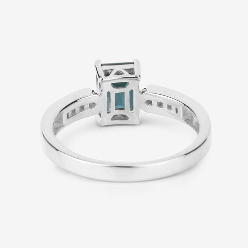 1.19 Carat Green Tourmaline & Diamond 14K White Gold Ring