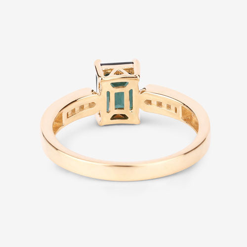 1.19 Carat Green Tourmaline & Diamond 14K Yellow Gold Ring
