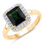 3.02 Carat Green Tourmaline & White Diamond 14K Yellow Gold Ring