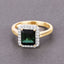 3.02 Carat Green Tourmaline & White Diamond 14K Yellow Gold Ring