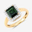 3.02 Carat Green Tourmaline & White Diamond 14K Yellow Gold Ring