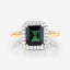 3.02 Carat Green Tourmaline & White Diamond 14K Yellow Gold Ring