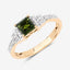 Anillo de 0.72 quilates de turmalina verde y diamante blanco en oro amarillo de 14 quilates