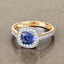 Bague de fiançailles en saphir bleu et diamant de 1,31 carat en or jaune 18K