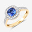 Bague de fiançailles en saphir bleu et diamant de 1,31 carat en or jaune 18K