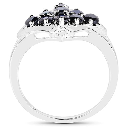 Anillo de Clúster de Zafiro Azul de 1.80 Quilates en Plata Esterlina