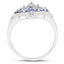Bague de fiançailles en argent sterling avec tanzanite véritable de 1,53 carat