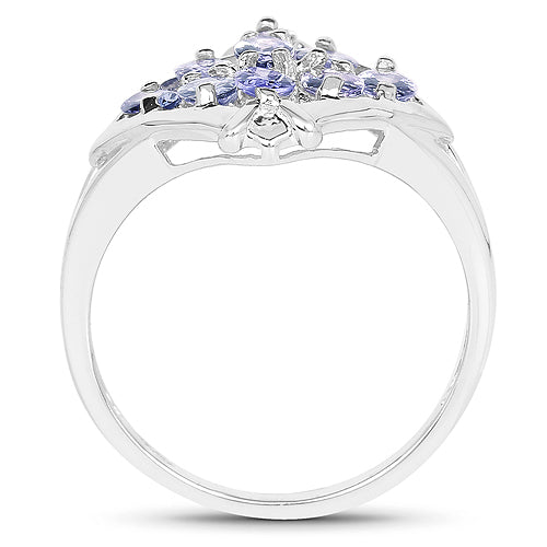 Bague de fiançailles en argent sterling avec tanzanite véritable de 1,53 carat