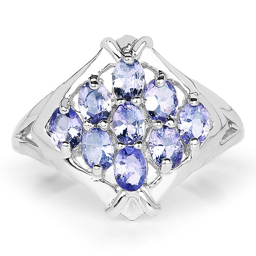 Bague de fiançailles en argent sterling avec tanzanite véritable de 1,53 carat