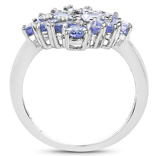2.72 Carat Genuine Tanzanite Sterling Silver Engagement Ring