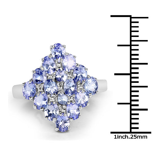 2.72 Carat Genuine Tanzanite Sterling Silver Engagement Ring