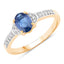 1.05 Carat Blue Sapphire and Diamond 10K Yellow Gold Engagement Ring