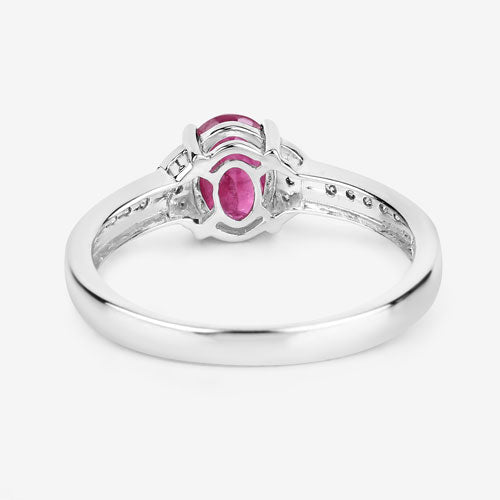 Bague de fiançailles en or blanc 10K avec rubis et diamants de 0,95 carat