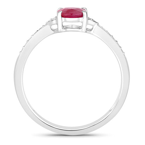 Bague de fiançailles en or blanc 10K avec rubis et diamants de 0,95 carat