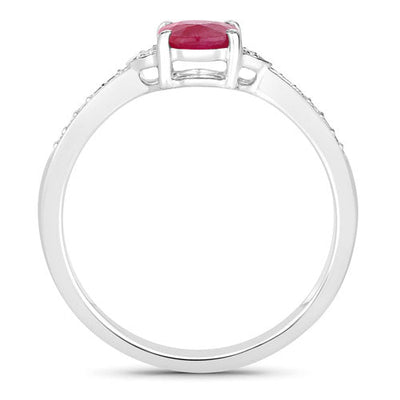 Bague de fiançailles en or blanc 10K avec rubis et diamants de 0,95 carat