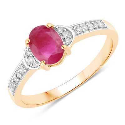Bague de fiançailles en or jaune 10K avec rubis et diamants de 0,95 carat