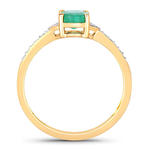 Anillo de Compromiso de Esmeralda Zambiana y Diamante de 0.82 Quilates en Oro Amarillo de 14K