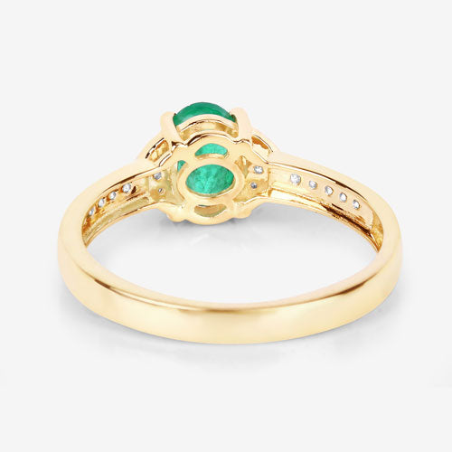 Anillo de Compromiso de Esmeralda Zambiana y Diamante de 0.82 Quilates en Oro Amarillo de 14K