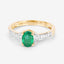 Anillo de Compromiso de Esmeralda Zambiana y Diamante de 0.82 Quilates en Oro Amarillo de 14K