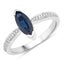 Bague de fiançailles en saphir bleu et diamant de 1,44 carat en or blanc 14K