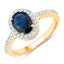 Anillo de Compromiso de Zafiro Azul y Diamante de 1.82 Quilates en Oro Amarillo de 14K