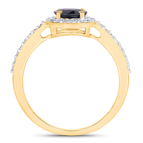 Anillo de Compromiso de Zafiro Azul y Diamante de 1.82 Quilates en Oro Amarillo de 14K
