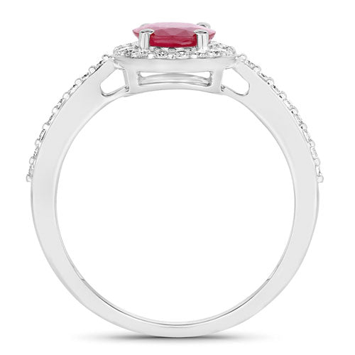 Anillo de Compromiso de Rubí y Diamante de 1.73 Quilates en Oro Blanco de 14K