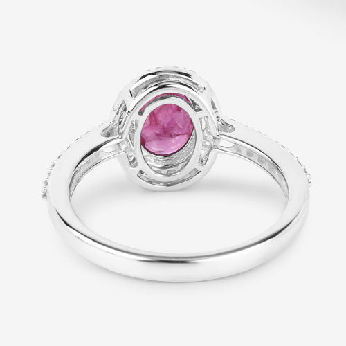Anillo de Compromiso de Rubí y Diamante de 1.73 Quilates en Oro Blanco de 14K