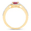 Anillo Halo de Rubí y Diamantes de 1.73 Quilates en Oro Amarillo de 14K