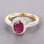 Anillo Halo de Rubí y Diamantes de 1.73 Quilates en Oro Amarillo de 14K