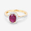 Anillo Halo de Rubí y Diamantes de 1.73 Quilates en Oro Amarillo de 14K