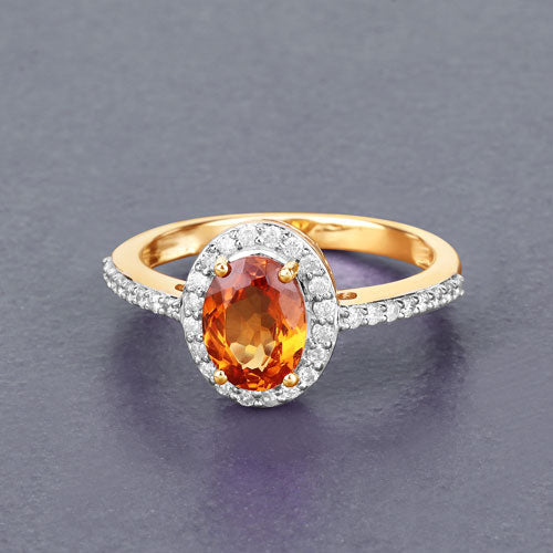 Anillo de Compromiso de Granate Spessartita y Diamante de 14K de 1.66 Quilates