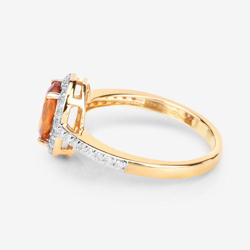 Anillo de Compromiso de Granate Spessartita y Diamante de 14K de 1.66 Quilates