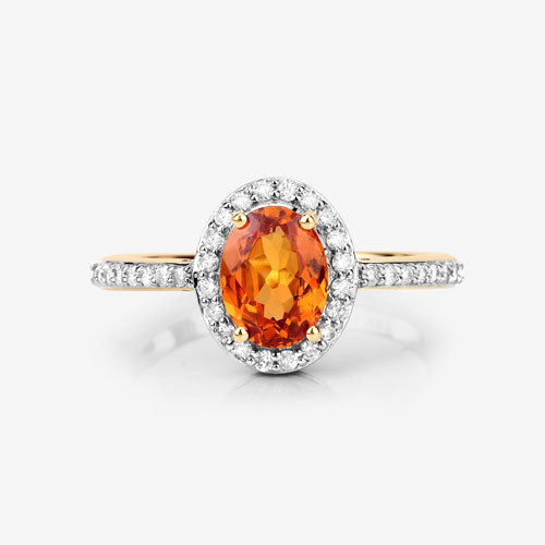 Anillo de Compromiso de Granate Spessartita y Diamante de 14K de 1.66 Quilates