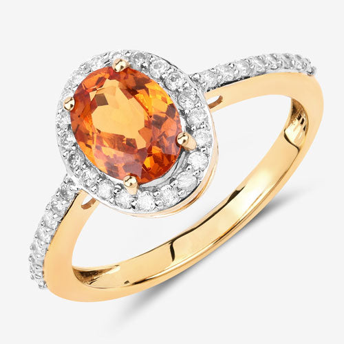 Anillo de Compromiso de Granate Spessartita y Diamante de 14K de 1.66 Quilates