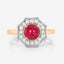 2.01 Carat Genuine Ruby and White Diamond 14K Yellow Gold Ring