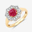 2.01 Carat Genuine Ruby and White Diamond 14K Yellow Gold Ring