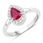 Anillo de Compromiso de Rubí y Diamante de 0.92 Quilates en Oro Blanco de 14K