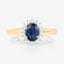 Anillo Halo de Zafiro Azul y Diamantes de 1.11 Quilates en Oro Amarillo de 10K