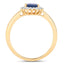 Anillo Halo de Zafiro Azul y Diamantes de 1.11 Quilates en Oro Amarillo de 10K
