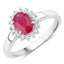 Anillo Halo de Rubí y Diamantes de 1.01 Quilates en Oro Blanco de 10K