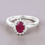 Anillo Halo de Rubí y Diamantes de 1.01 Quilates en Oro Blanco de 10K