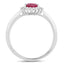 Anillo Halo de Rubí y Diamantes de 1.01 Quilates en Oro Blanco de 10K