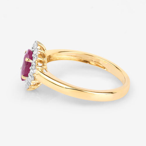1.01 Carat Ruby and Diamond 10K Yellow Gold Engagement Ring