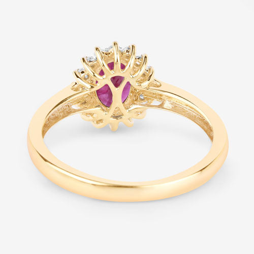 1.01 Carat Ruby and Diamond 10K Yellow Gold Engagement Ring
